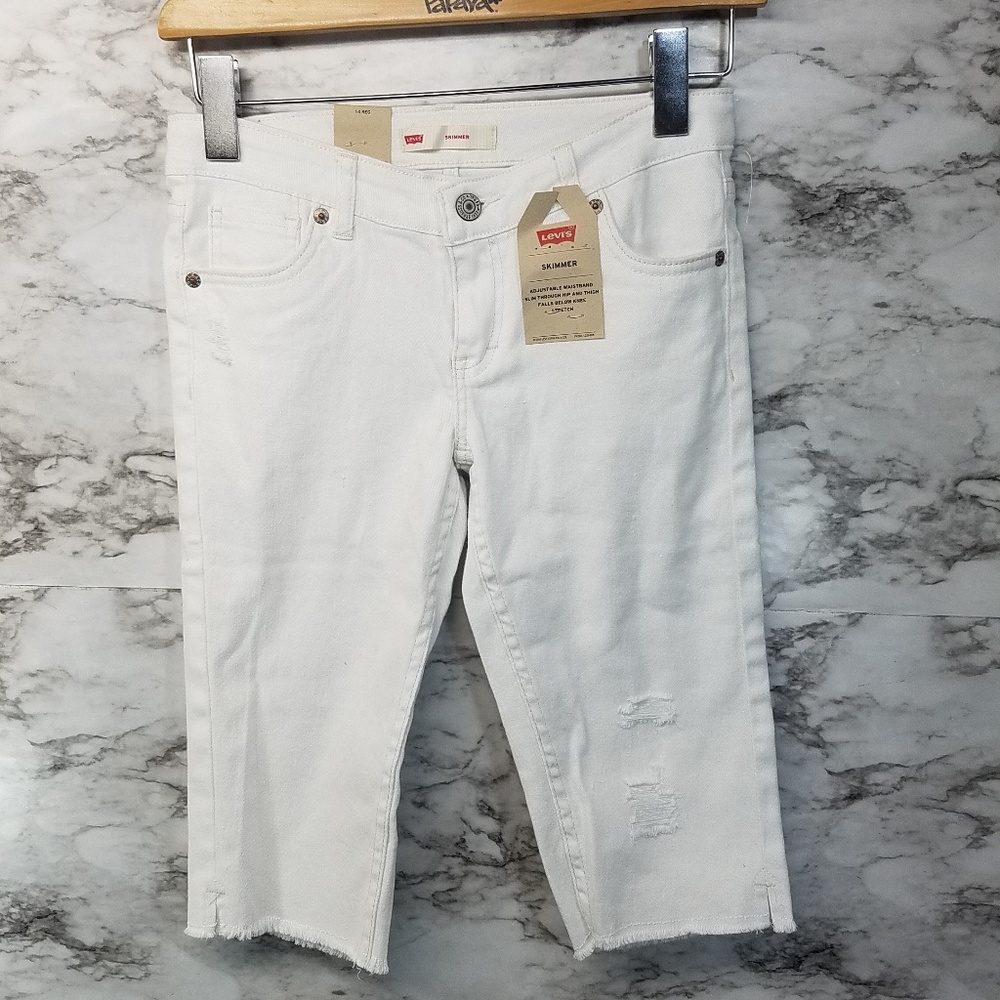 Levis Skimmer Cut Shorts Girls Reg White New Distr